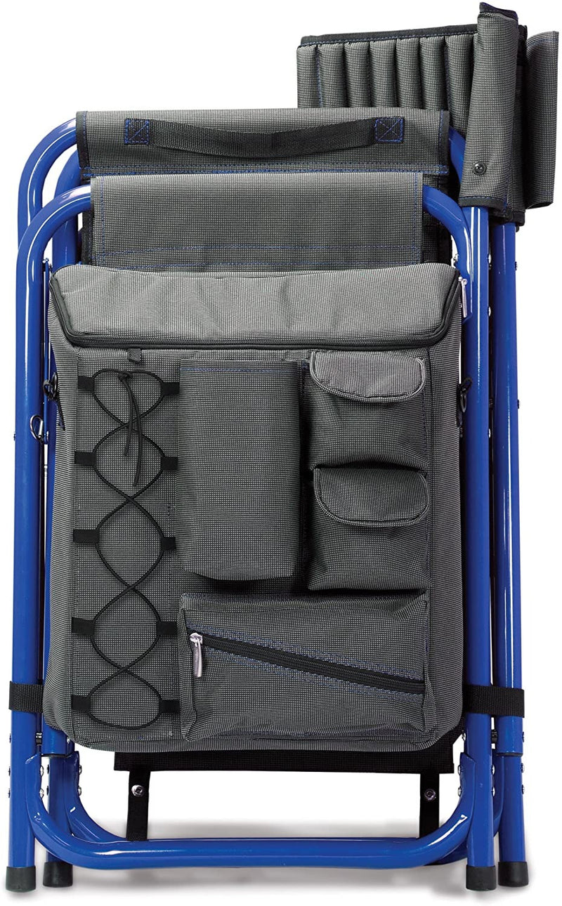 ONIVA - a Picnic Time Brand Fusion Original Design Outdoor Folding Chair, Gray with Blue Frame, 33 x 7 x 21