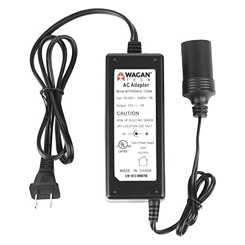 Wagan EL9903 - 5 amp AC to DC Power Adapter, 5A Power Converter, Converts 110V AC to 12V DC, Car Cigarette Ligher Socket, UL listed , Black