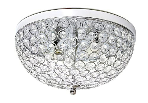 Home Outfitters Crystal Glam 2 Light Ceiling Flush Mount, Chrome