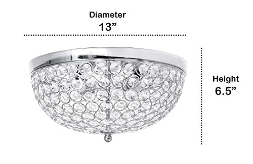 Home Outfitters Crystal Glam 2 Light Ceiling Flush Mount, Chrome