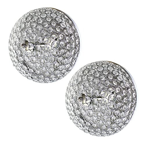 Home Outfitters Crystal Glam 2 Light Ceiling Flush Mount 2 Pack, Chrome
