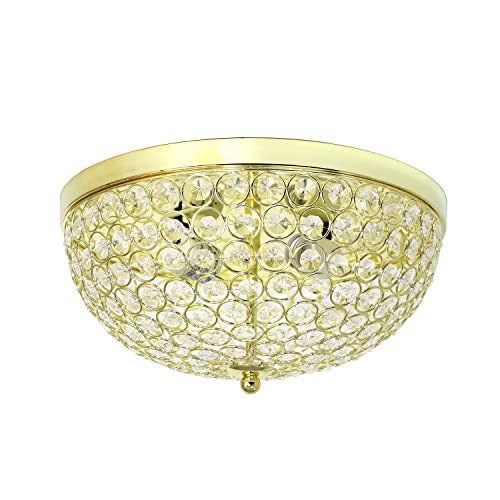Home Outfitters Crystal Glam 2 Light Ceiling Flush Mount, Gold