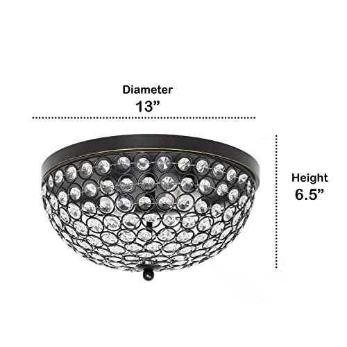 Home Outfitters Crystal Glam 2 Light Ceiling Flush Mount, Restoration Bronze
