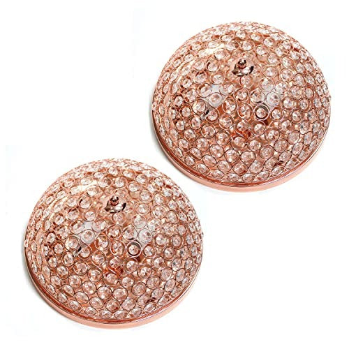 Home Outfitters Crystal Glam 2 Light Ceiling Flush Mount 2 Pack, Rose Gold