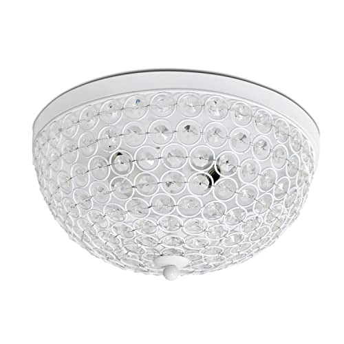 Home Outfitters Crystal Glam 2 Light Ceiling Flush Mount, White