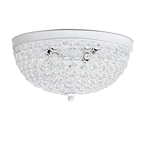Home Outfitters Crystal Glam 2 Light Ceiling Flush Mount, White
