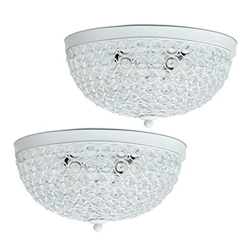 Home Outfitters Crystal Glam 2 Light Ceiling Flush Mount 2 Pack, White