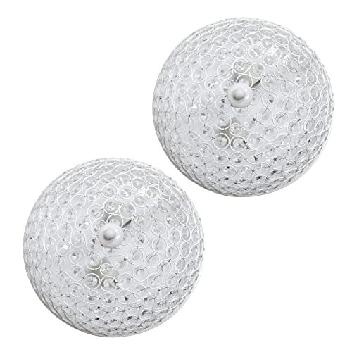 Home Outfitters Crystal Glam 2 Light Ceiling Flush Mount 2 Pack, White