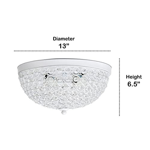 Home Outfitters Crystal Glam 2 Light Ceiling Flush Mount 2 Pack, White