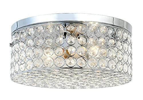 Home Outfitters Glam 2 Light 12 Inch Round Flush Mount, Chrome