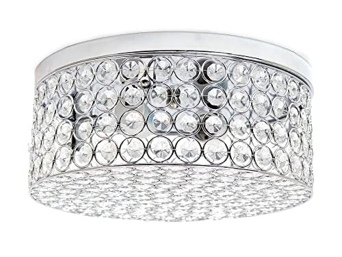 Home Outfitters Glam 2 Light 12 Inch Round Flush Mount, Chrome