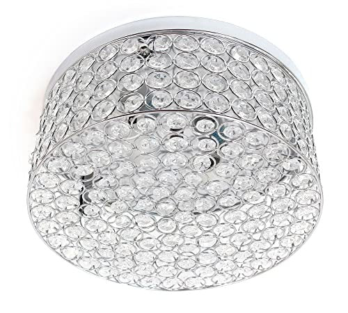 Home Outfitters Glam 2 Light 12 Inch Round Flush Mount, Chrome