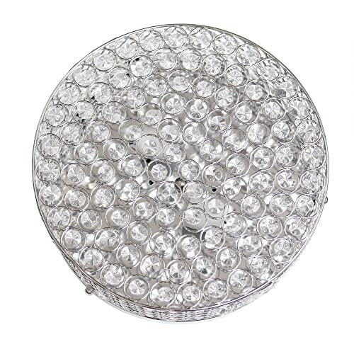 Home Outfitters Glam 2 Light 12 Inch Round Flush Mount, Chrome