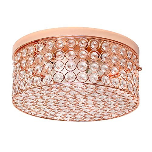 Home Outfitters Glam 2 Light 12 Inch Round Flush Mount, Rose Gold