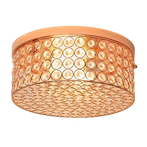 Home Outfitters Glam 2 Light 12 Inch Round Flush Mount, Rose Gold