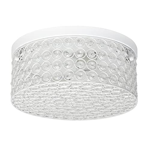 Home Outfitters Glam 2 Light 12 Inch Round Flush Mount, White