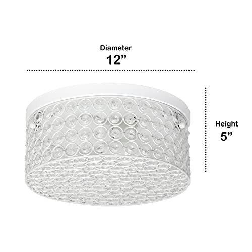 Home Outfitters Glam 2 Light 12 Inch Round Flush Mount, White