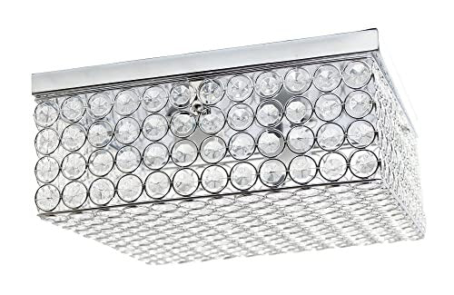 Home Outfitters Glam 2 Light 12 Inch Square Flush Mount, Chrome