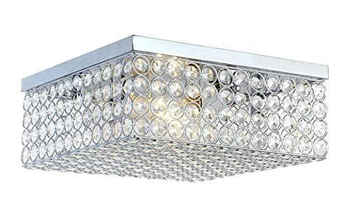 Home Outfitters Glam 2 Light 12 Inch Square Flush Mount, Chrome