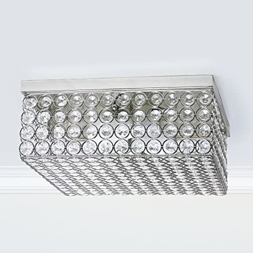Home Outfitters Glam 2 Light 12 Inch Square Flush Mount, Chrome