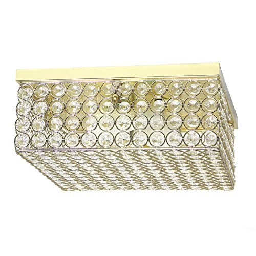 Home Outfitters Glam 2 Light 12 Inch Square Flush Mount, Gold