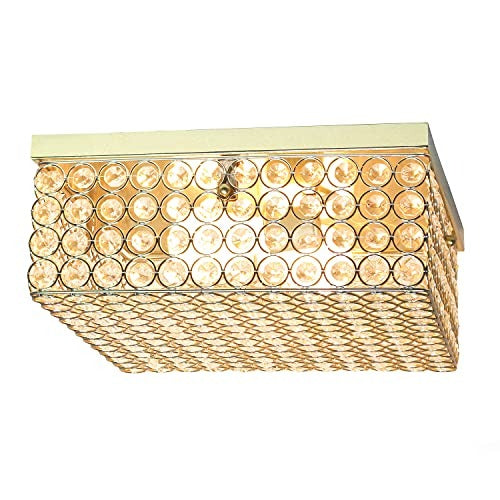Home Outfitters Glam 2 Light 12 Inch Square Flush Mount, Gold