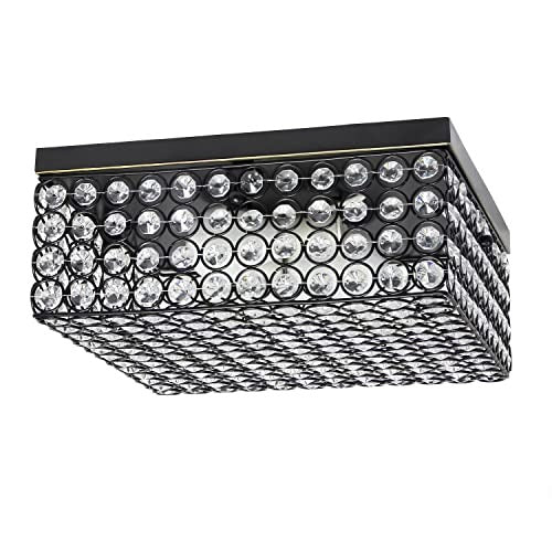 Home Outfitters Glam 2 Light 12 Inch Square Flush Mount, Restoration Bronze