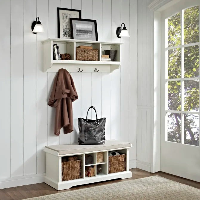 Crosley Furniture Brennan 2PC Entryway Set in White Color