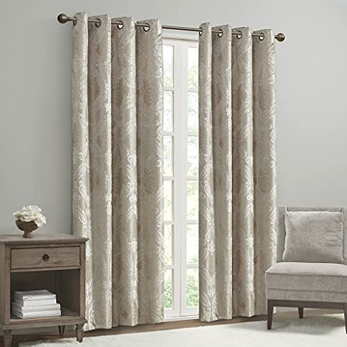 SUNSMART Polyester Blackout Grommet Top Curtain Panel with Champagne