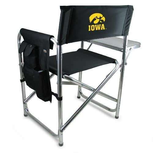 NCAA Iowa Hawkeyes Sports Chair with Side Table - Beach Chair - Camp Chair for Adults
