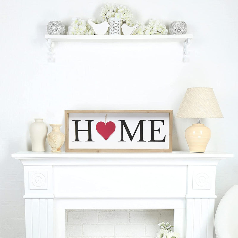 Home Outfitters Rustic Farmhouse Wooden Seasonal Interchangeable Symbol "Home" Frame with 12 Ornaments, Natural