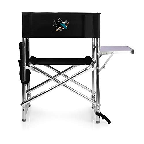 PICNIC TIME NHL San Jose Sharks Sports Chair with Side Table - Beach Chair - Camp Chair for Adults