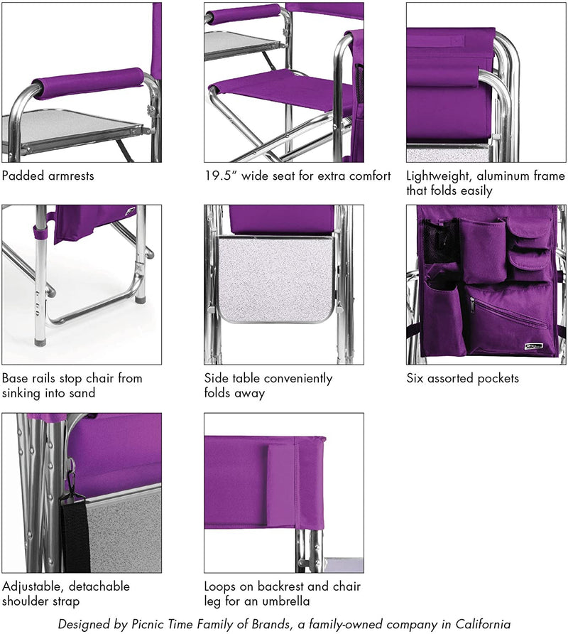 ONIVA - a Picnic Time Brand Portable Folding Sports Chair, Purple , 33" x 5" x 21"