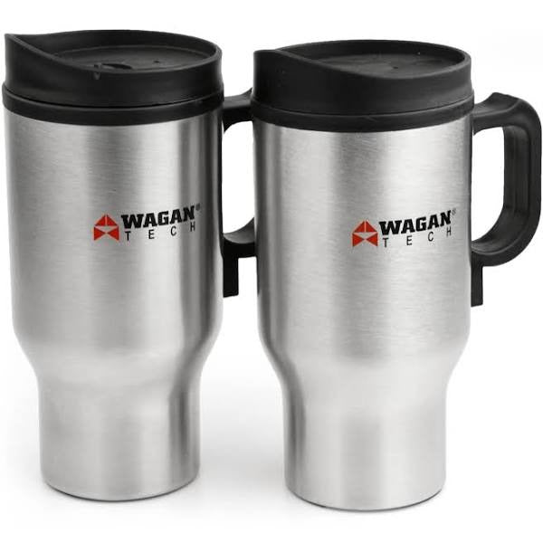 Wagan Tech 2227-1 Electronic Heated Travel Mug - Stainless Steel - 12V - 16 oz - 2 pack