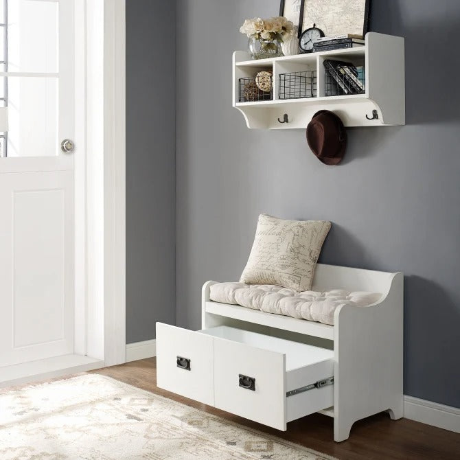 Crosley Furniture Fremont 2PC Entryway Set in Distressed White Color