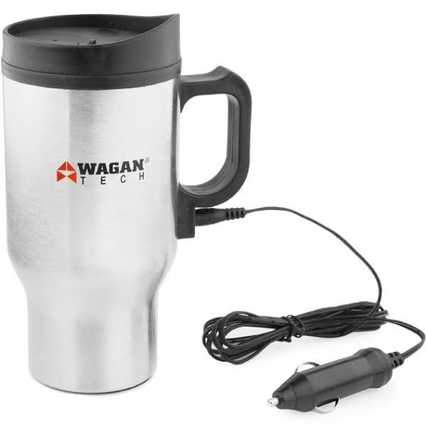 Wagan Tech 2227-1 Electronic Heated Travel Mug - Stainless Steel - 12V - 16 oz - 2 pack