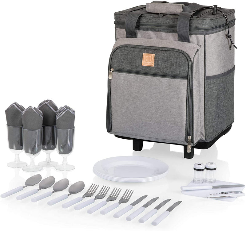 PICNIC TIME Rolling Picnic Cooler, Heathered Gray