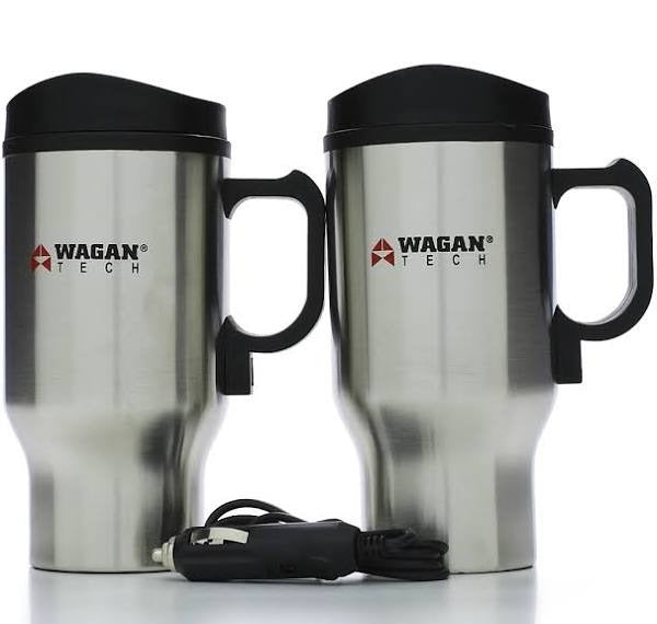 Wagan Tech 2227-1 Electronic Heated Travel Mug - Stainless Steel - 12V - 16 oz - 2 pack