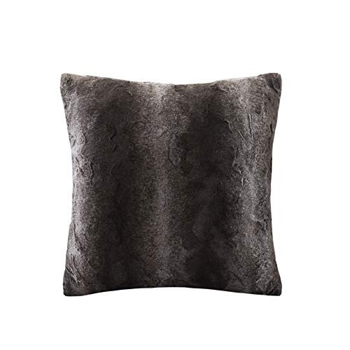 Zuri Faux Fur Animal Throw Pillow, Luxury Square Decorative Pillow, 20X20, Chocolate