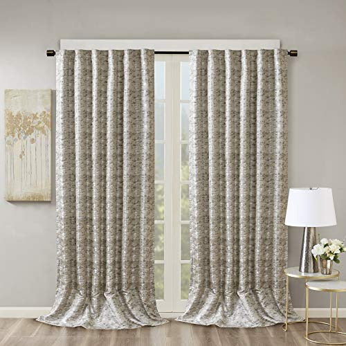 SUN SMART Cassius Jacquard Blackout Curtain for Bedroom, Luxury Gold Single Window Living Family-Room Kitchen, Rod Pocket, 1-Panel Pack, 50 x 108 in, Grey/Silver