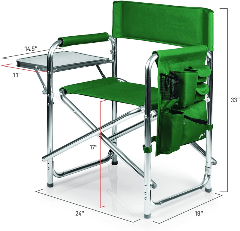 Sports Chair with Side Table - Beach Chair - Camp Chair for Adults, (Hunter Green)