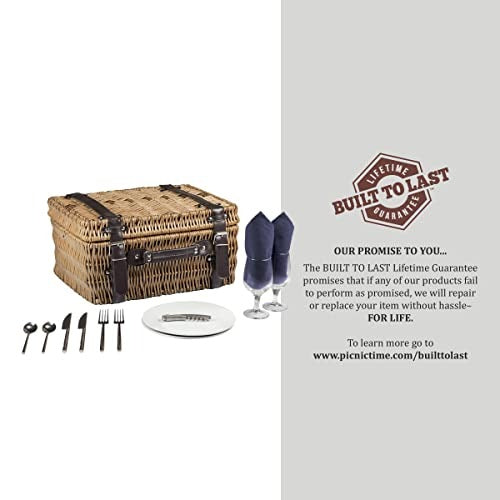 Picnic Time Champion Picnic Basket with Deluxe Service for 2, Navy