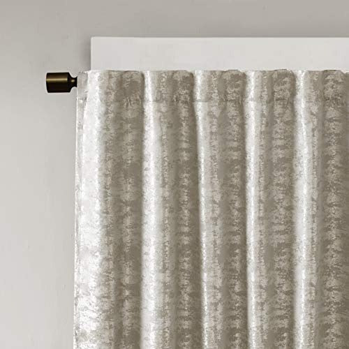 SUN SMART Cassius Jacquard Blackout Curtain for Bedroom, Luxury Gold Single Window Living Family-Room Kitchen, Rod Pocket, 1-Panel Pack, 50 x 108 in, Grey/Silver