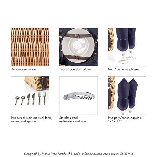Picnic Time Champion Picnic Basket with Deluxe Service for 2, Black