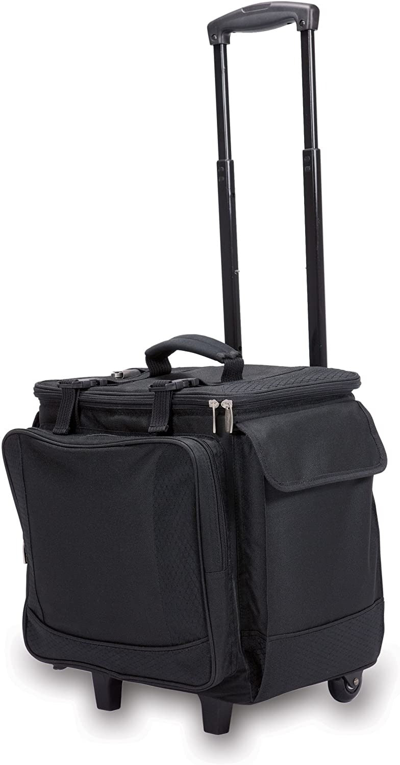 LEGACY - a Picnic Time Brand Bodega Insulated 12-Bottle Wine Tote with Integrated Trolley, Black, 15x14.3x17.3 inches