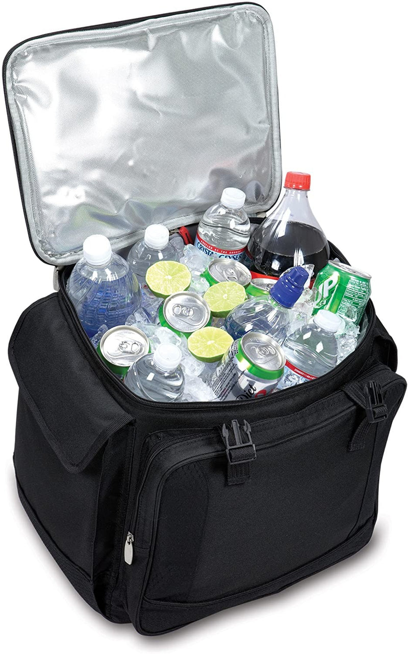 LEGACY - a Picnic Time Brand Bodega Insulated 12-Bottle Wine Tote with Integrated Trolley, Black, 15x14.3x17.3 inches
