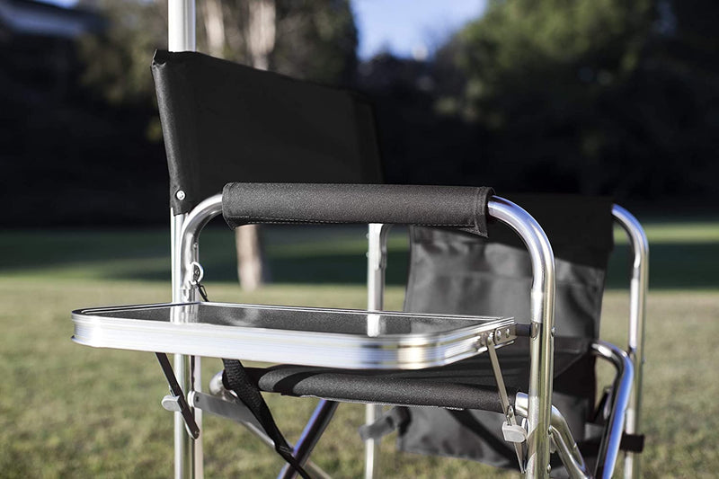 Sports Chair with Side Table - Beach Chair - Camp Chair for Adults, (Black)
