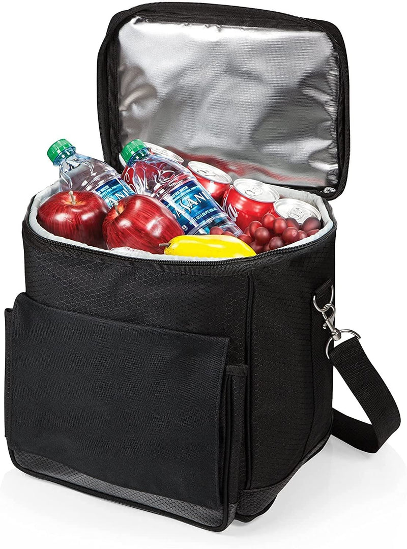 LEGACY - a Picnic Time Brand Cellar Insulated Six Bottle Wine Tote with Trolley Black ,18 x 12 x 10