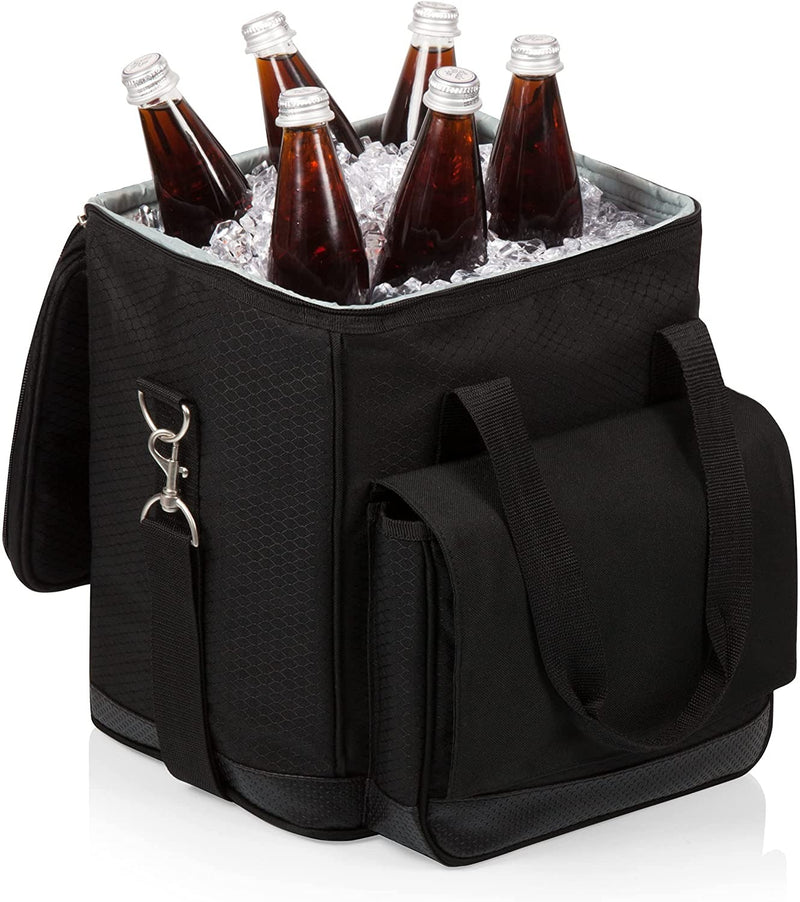 LEGACY - a Picnic Time Brand Cellar Insulated Six Bottle Wine Tote with Trolley Black ,18 x 12 x 10