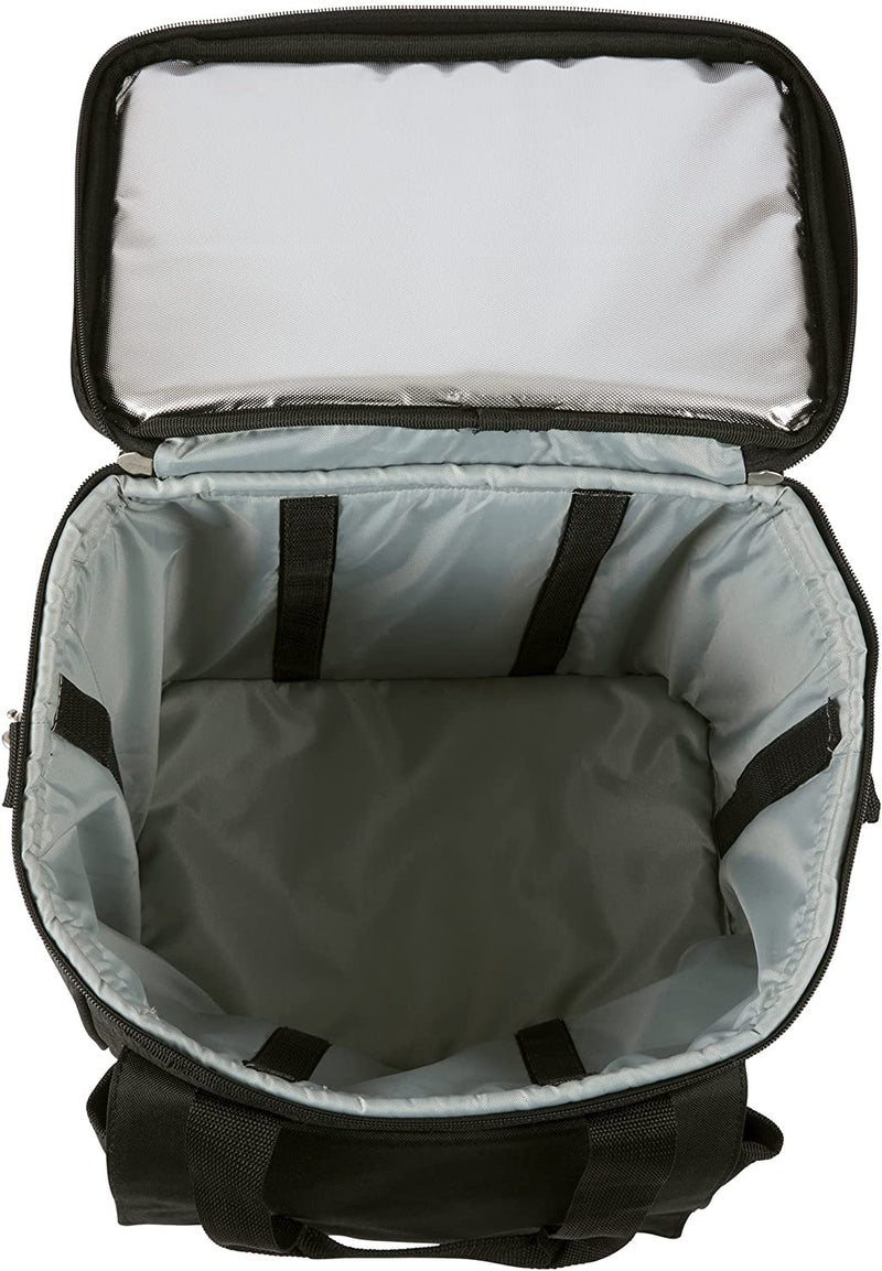 LEGACY - a Picnic Time Brand Cellar Insulated Six Bottle Wine Tote with Trolley Black ,18 x 12 x 10